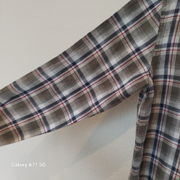 Massimo Dutti 100% Linen Gray Plaid Mens Button Down Shirt Sz M - Picture 9 of 17